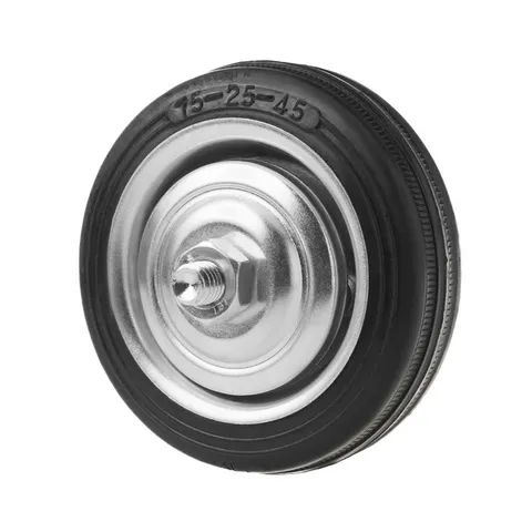 Промышленное колесо без крепления, диаметр 75мм, черная резина, роликовый подшипник - C 92